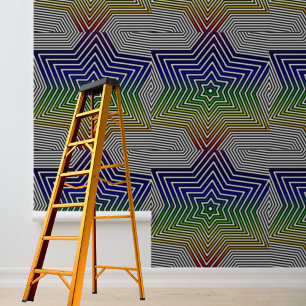 Moderne farbenfrohe Regenbogen-Sterne-Muster-Peel- Tapete