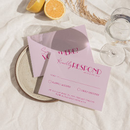 Moderne, farbenfrohe Retro Fun Funky Wedding RSVP Karte