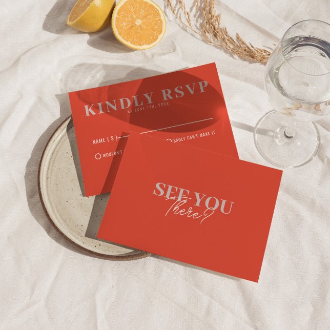 Moderne farbenfrohe Retro Fun kühne einzigartige H RSVP Karte (Von Creator hochgeladen)