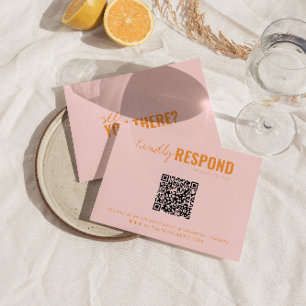 Moderne farbenfrohe Retro QR Code Whimsical Weddin RSVP Karte