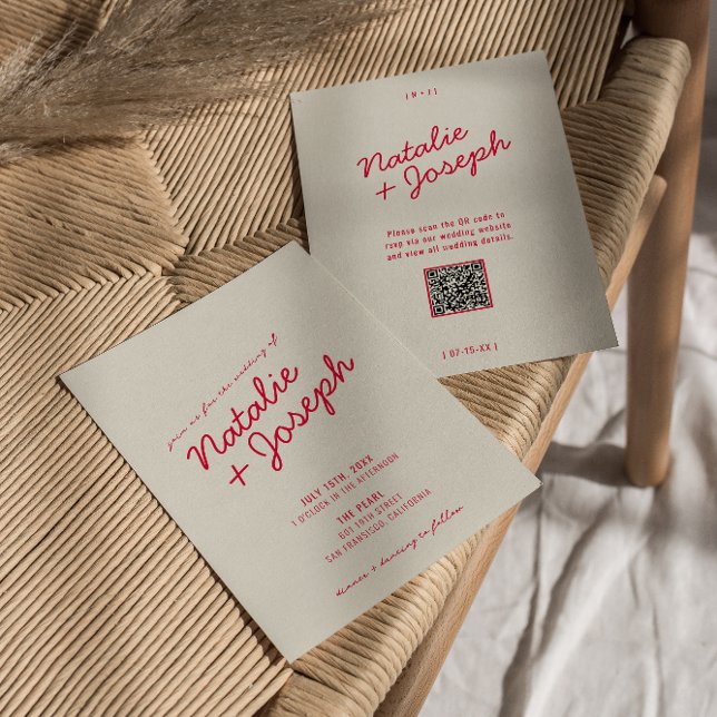 Moderne farbenfrohe Retro Whimsical QR Code Hochze Einladung (Von Creator hochgeladen)