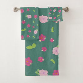 Moderne farbenfrohe romantische Blumenmuster Trend Badhandtuch Set