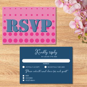 Moderne farbenfrohe rosa-blaue geometrische Hochze RSVP Karte