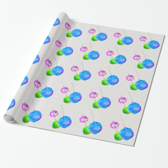 Moderne farbenfrohe rosa und blaue Weihnachten Geschenkpapier (Ungerollt)