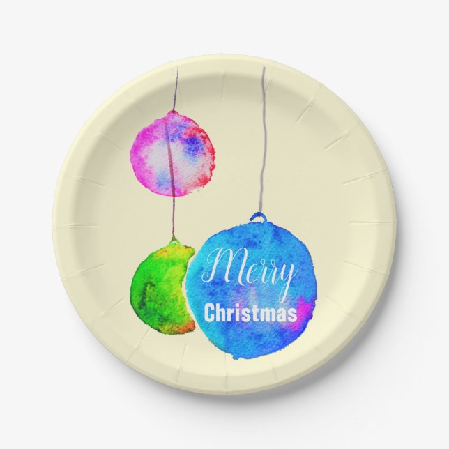 Moderne farbenfrohe rosa und blaue Weihnachten Pappteller (Vorderseite)