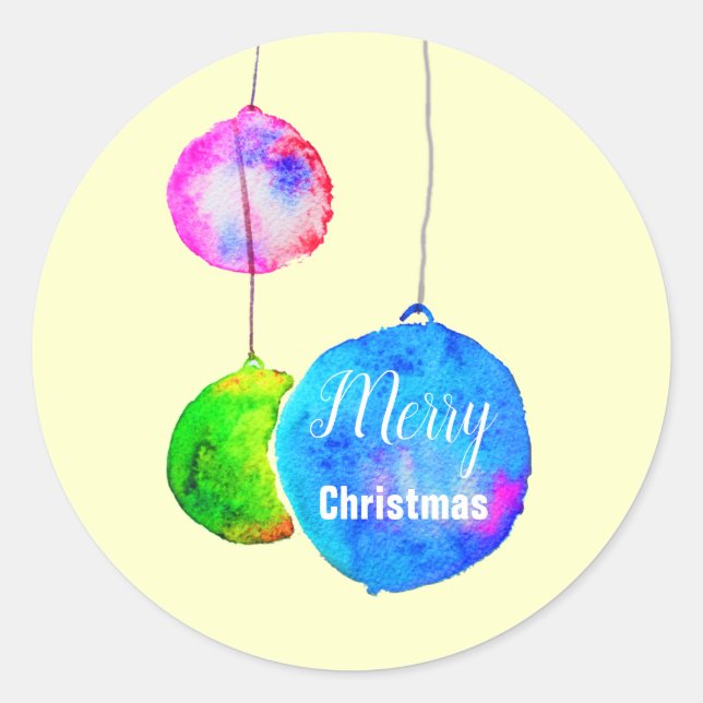 Moderne farbenfrohe rosa und blaue Weihnachten Runder Aufkleber (Vorderseite)