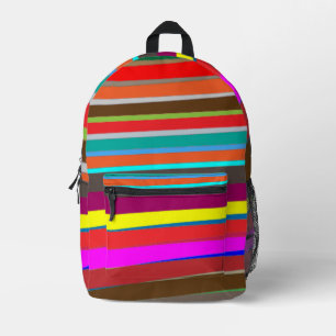 Moderne farbenfrohe rote blaue grüne Streifen Ruck Bedruckter Rucksack