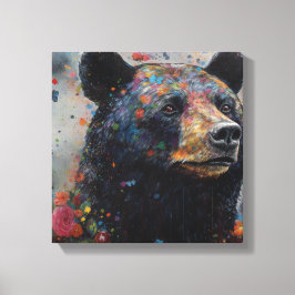 Moderne, farbenfrohe Schwarzbären Kunst Leinwanddruck