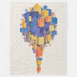 Moderne farbenfrohe schwebende Blöcke Wasserfarben Fleecedecke