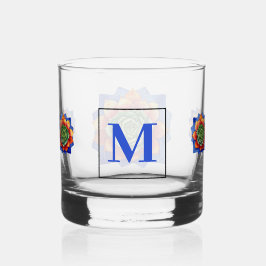 Moderne farbenfrohe, sukkuline Aquarellfarben-Mono Whiskyglas