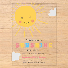 Moderne, farbenfrohe Sunshine Baby Dusche Acryleinladungen