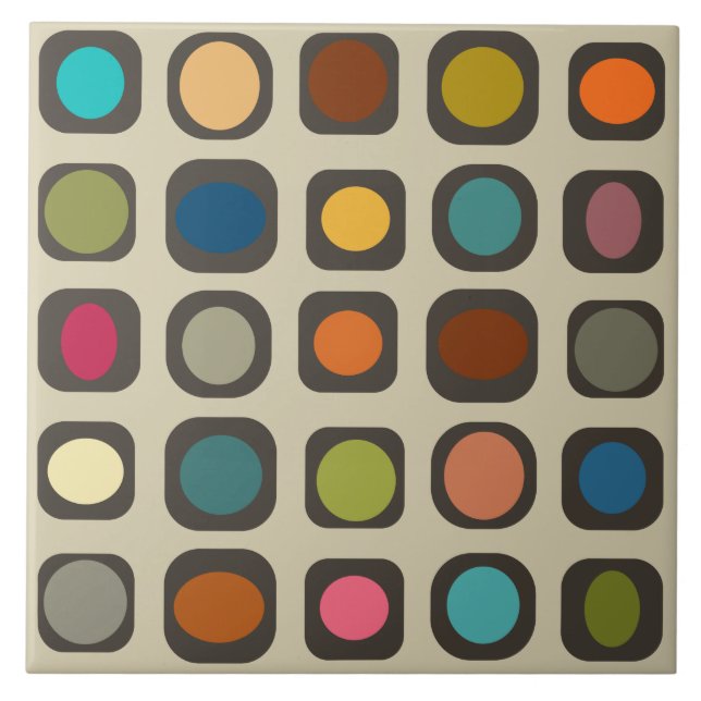 Moderne, farbenfrohe Tasten des Mitteljahrhunderts Fliese (Vorderseite)