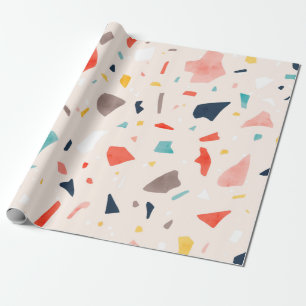 Moderne, farbenfrohe Terrazzo nahtlose Muster in K Geschenkpapier