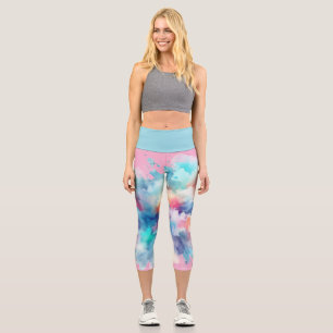 Moderne farbenfrohe Tie-Dye-Hochbund-Capri-Legging Capri Leggings
