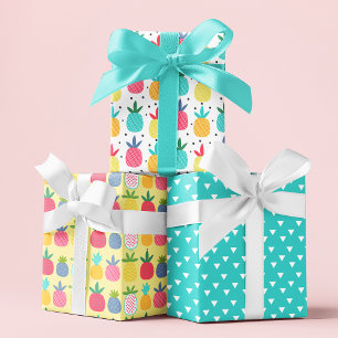 Moderne farbenfrohe Tropische Ananas Girly Pattern Geschenkpapier Set