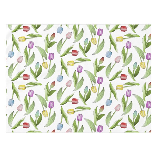 Moderne farbenfrohe Tulip Blume Tischdecke (Vorderseite (Horizontal))