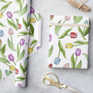 Moderne farbenfrohe Tulpe Geschenkpapier