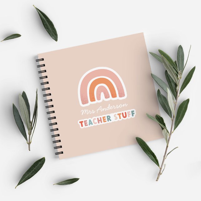 Moderne farbenfrohe Typografie Regenbogenlehrer Notizbuch (Von Creator hochgeladen)