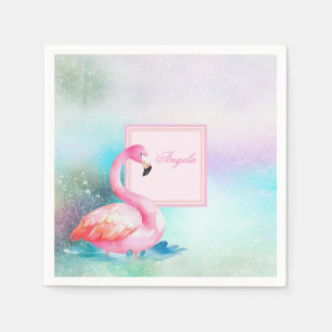 Moderne, farbenfrohe und ansprechende Flamingos Serviette