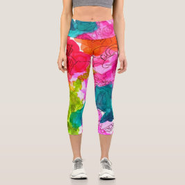Moderne, farbenfrohe Wasserfarbe künstlerische, fa Capri Leggings