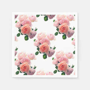 Moderne farbenfrohe Wasserfarbe rosa Rosen Vorlage Serviette