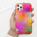Moderne farbenfrohe Wasserfarben Kunst mit Namen Case-Mate iPhone Hülle<br><div class="desc">Dieses unterhaltsame Handy bietet einen farbenfrohen, bemalten Hintergrund in den Tönen Magenta, Orange, Gelb und Grün mit Ihrem Namen in einem modernen Serif-Schriftart. Das ist der perfekte Fall für jeden, der ein modernes Design will, das sich herausstellt. Fügen Sie Ihren Namen hinzu, um dieses Design anzupassen. Es ist auch ein...</div>