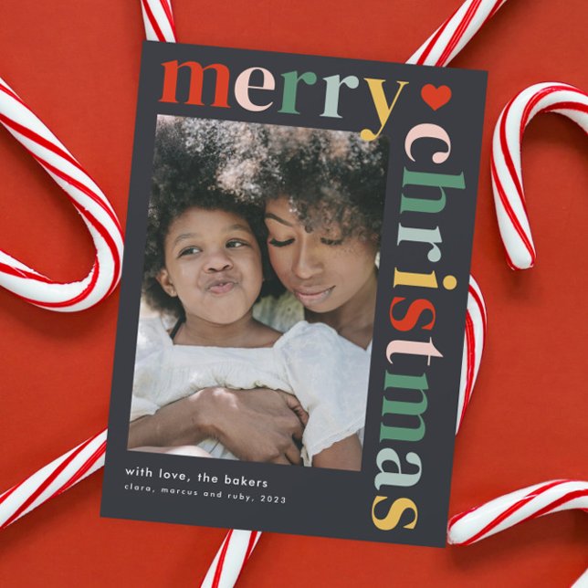 Moderne farbenfrohe Weihnachts-Foto Magnet-Karte Magnetkarte (Modern colorful merry christmas photo holiday magnetic card.)