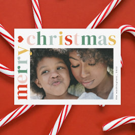 Moderne farbenfrohe Weihnachts-Foto Magnet-Karte Magnetkarte