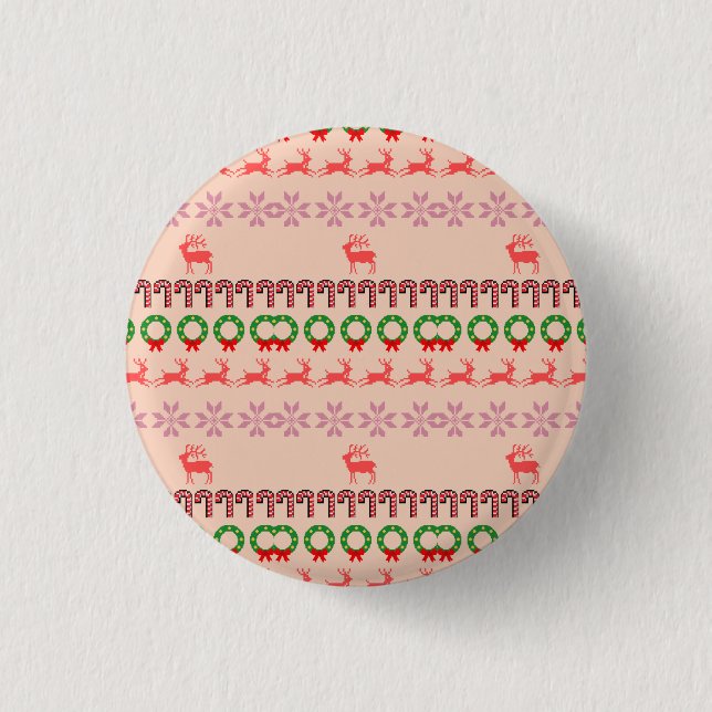 Moderne farbenfrohe Weihnachtsbaum-Malerei  Button (Vorderseite)