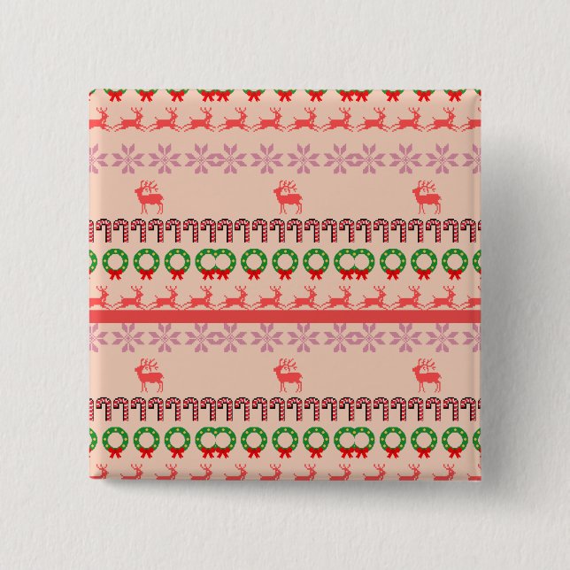 Moderne farbenfrohe Weihnachtsbaum-Malerei  Button (Vorderseite)