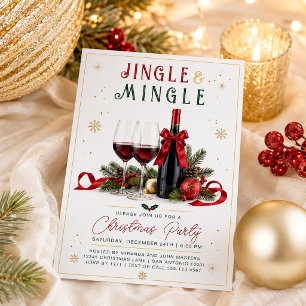 Moderne farbenfrohe Weihnachtsfeier mit Wein Einladung