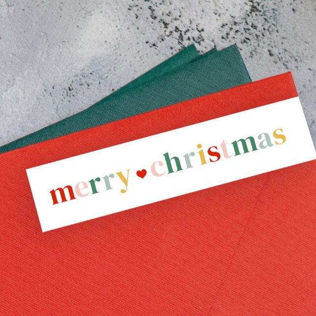 Moderne farbenfrohe Weihnachtsfeier Rücksendeadres (Modern colorful merry christmas typography return address wrap around label.)
