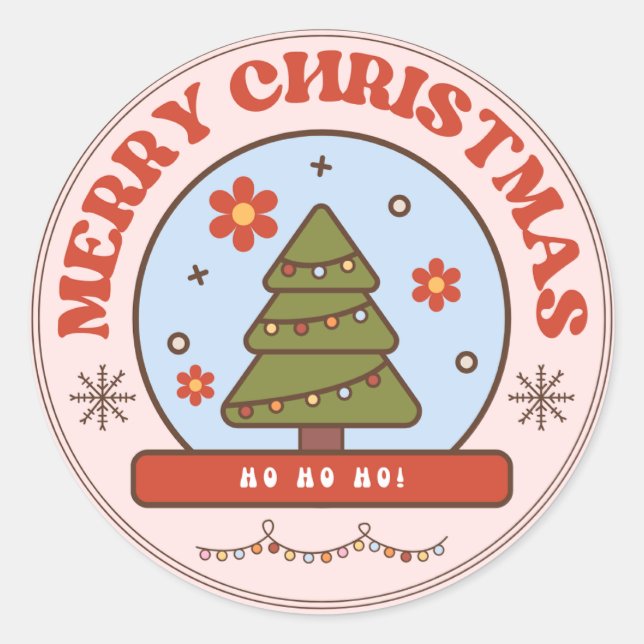 Moderne farbenfrohe Weihnachtsklassiker Runde Runder Aufkleber (Vorderseite)