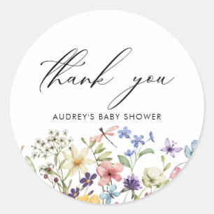 Moderne farbenfrohe Wildblume Blumenkohl Brautpart Runder Aufkleber