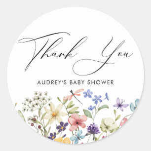 Moderne farbenfrohe Wildblume Blumenkohl Brautpart Runder Aufkleber