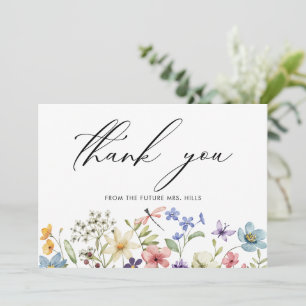 Moderne farbenfrohe Wildblumen-Hochzeitsdusche Dankeskarte