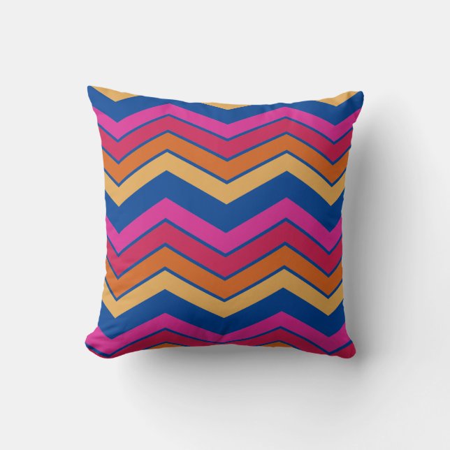 Moderne farbenfrohe Zigzag Zickzack Muster Girl Kissen (Vorderseite)