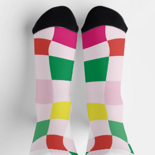 Moderne Farbige Blocks Tartan Karo Weihnachten Socken