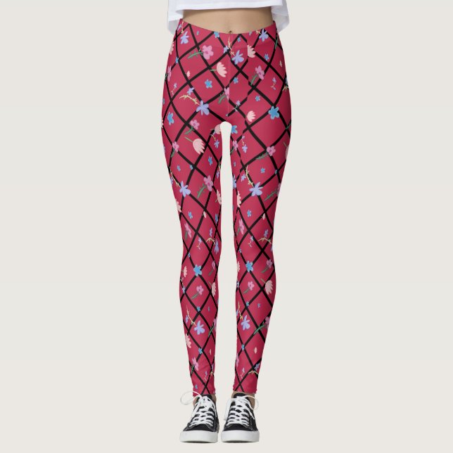 Moderne farbige Blume bilden Leggings (Vorderseite)
