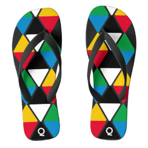Moderne Farbige Dreiecke Monogramm Flip Flops