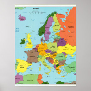 Moderne Farbige Europakarte Poster