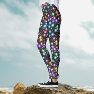 Moderne farbige Glow-Schneeflocken-Weihnachtsfeier Leggings
