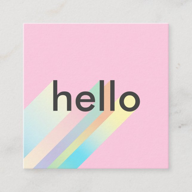 Moderne farbige Gradienten rosa Hallo Typografie Quadratische Visitenkarte (Vorderseite)
