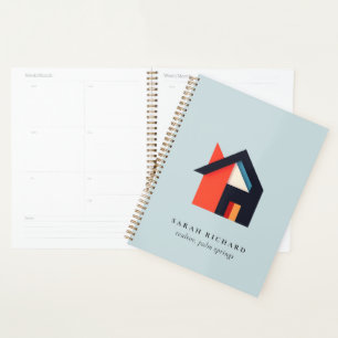 Moderne Farbige Haus-Logo Makler Blau Rot Orange Planer