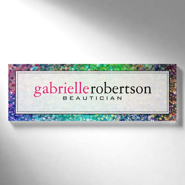 Moderne farbige Imitate Glitzer Namenschild (Vorderseite)