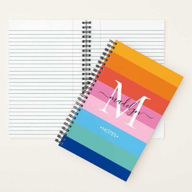 Moderne, farbige Monogramm-Skriptbezeichnung mit R Notizbuch (Innen)