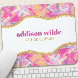 Moderne Farbige Pinselstriche Gold Chic Business Mousepad