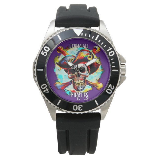 Moderne farbige Piratenflagge Armbanduhr (Vorderseite)