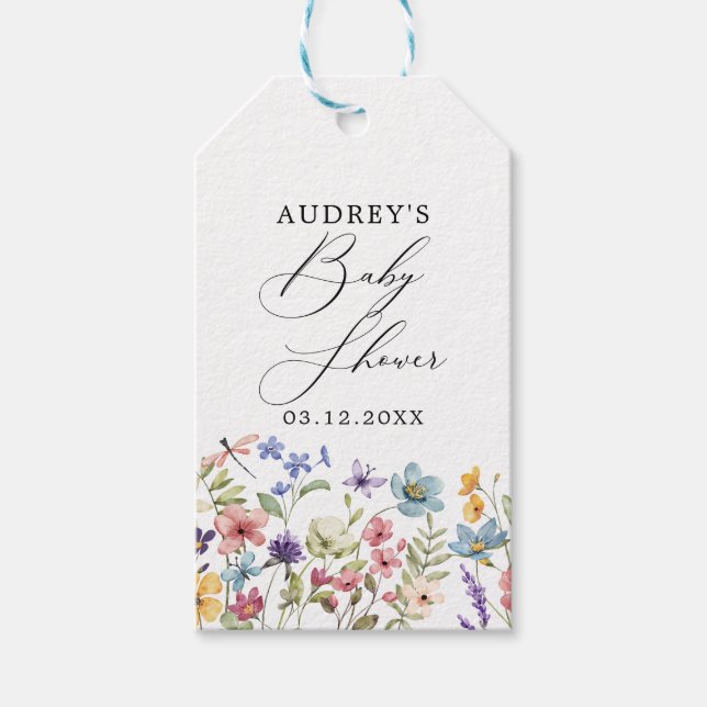 Moderne farbige Wildblumen Geschenkanhänger (Vorderseite)