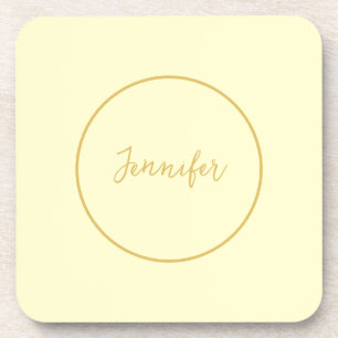 Moderne Farbkalligraphie aus Gold und Creme Schlic Getränkeuntersetzer